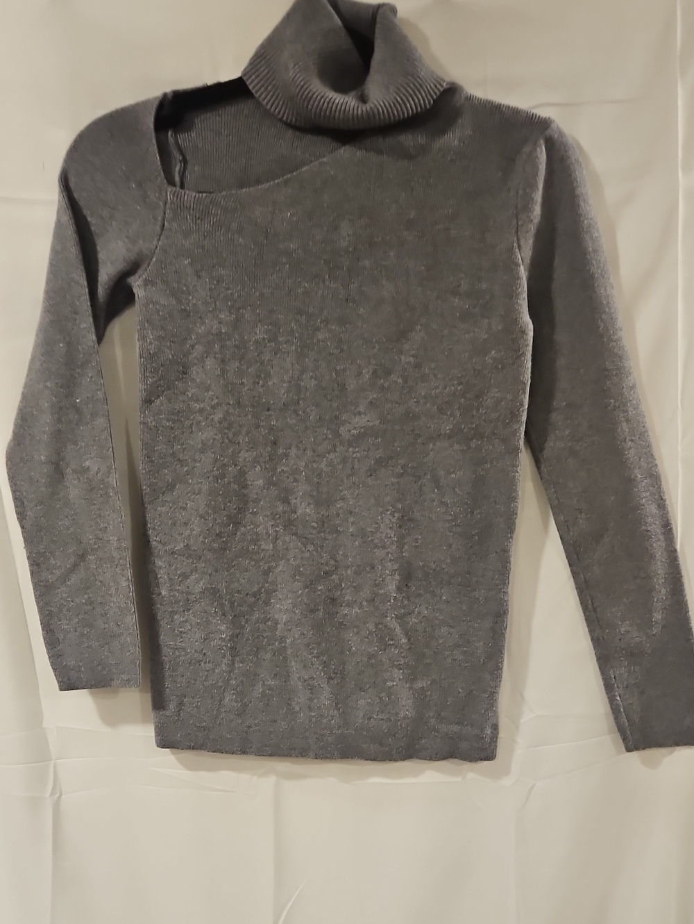 Cutout Gray Turtleneck Sweater